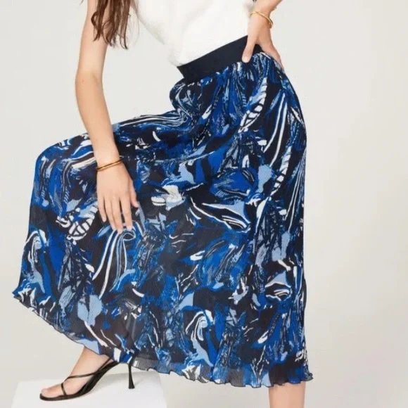 Boss Vapliso Elastic Waist Pleated Chiffon Midi Skirt Size 4 NWT